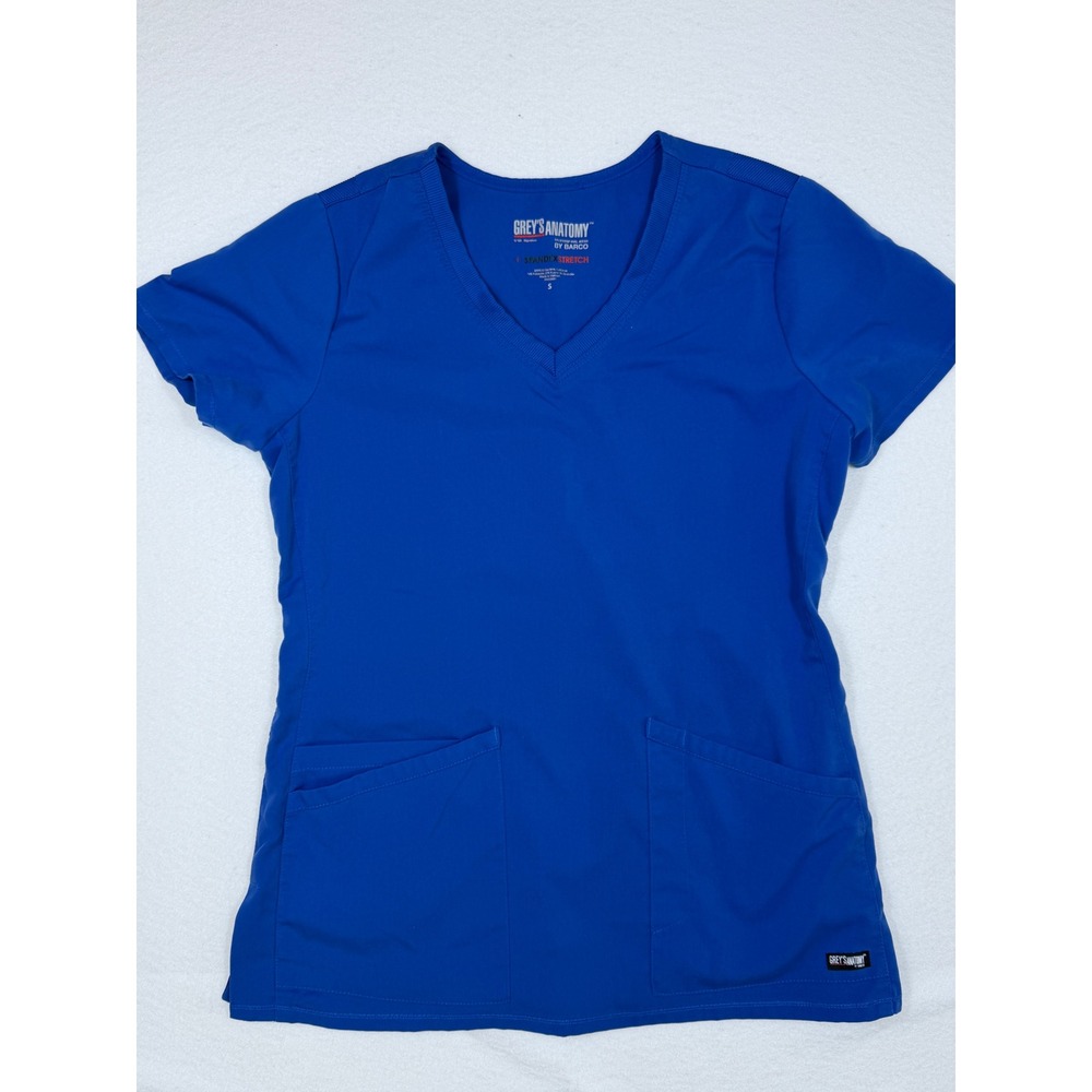 Greys Anatomy by Barco Spandex Stretch Scrub Top Royal Blue GRST045 SM Pockets